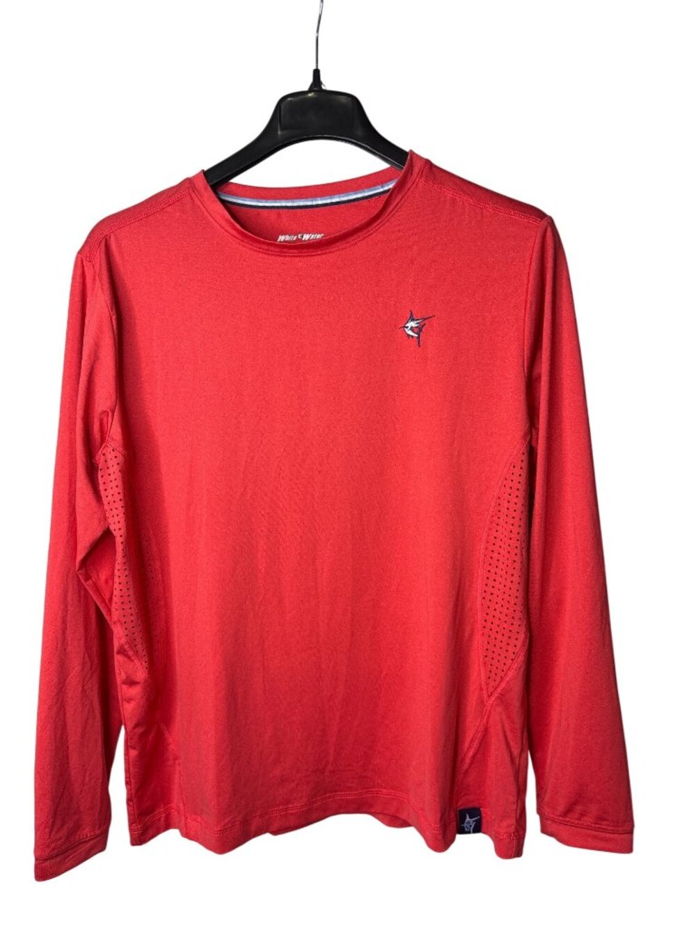 White Water Mens Long Sleeve Shirt Size L Vented Coral Red Embroidered Logo